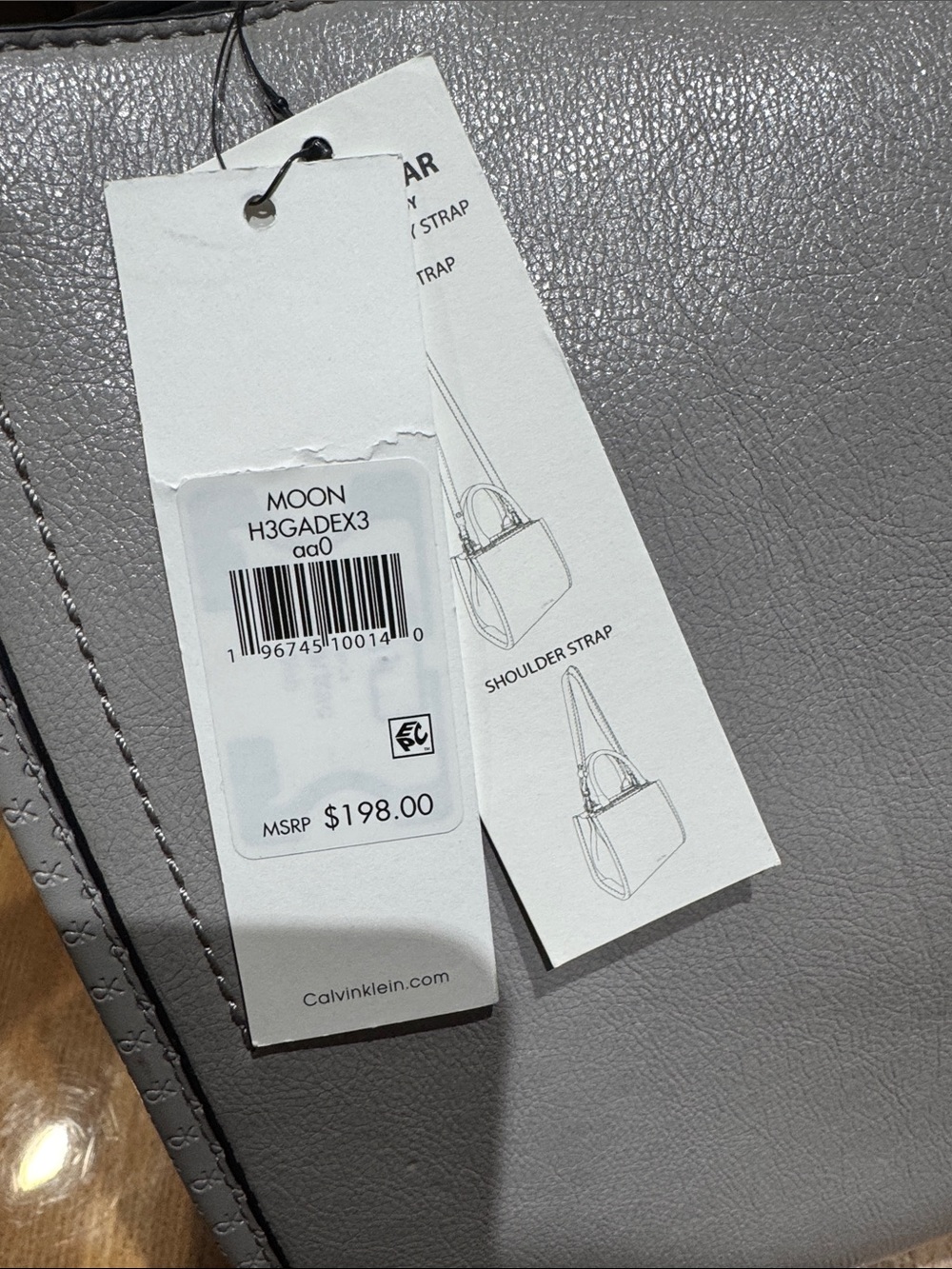 Calvin Klein Metallic Silver Satchel with Detachable Strap - Picture 2 of 4